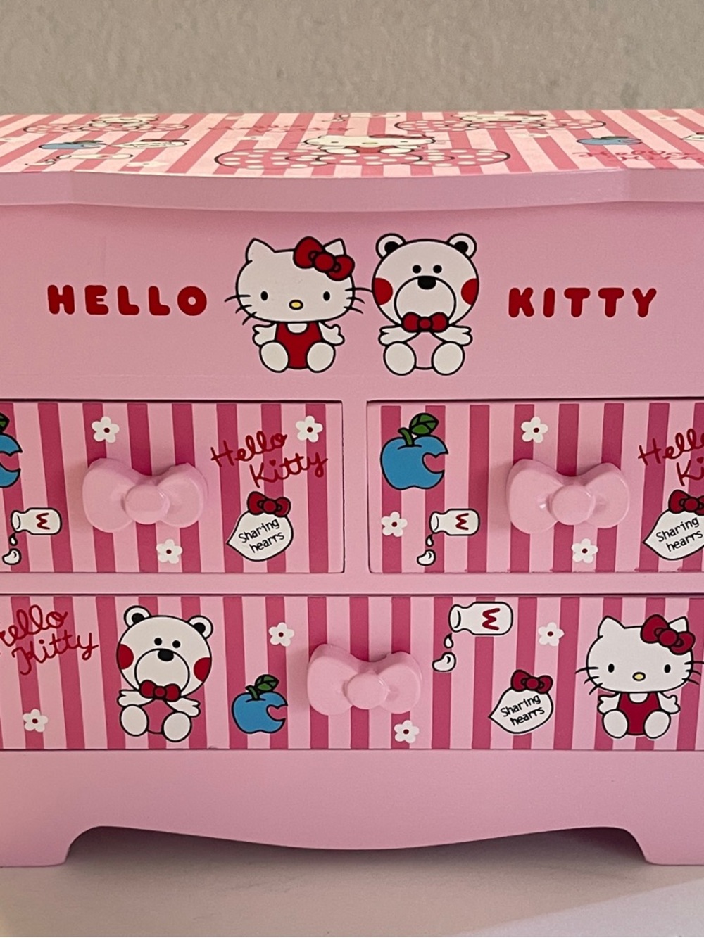 Hello Kitty Pink Toy Dresser Organizer with Bow Knobs